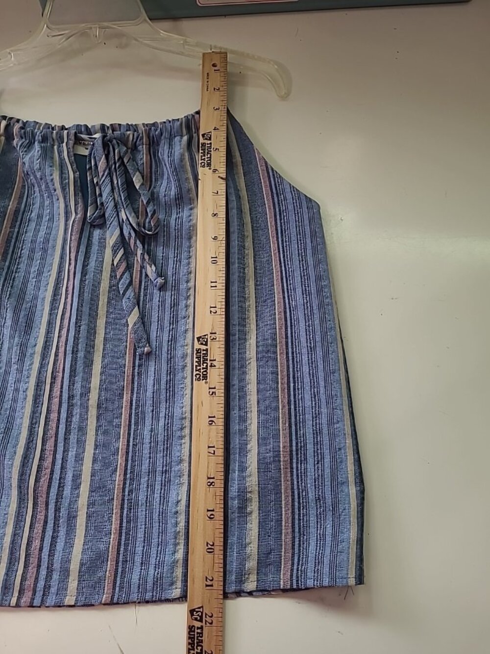Everly Womens  Tank Blouse Size S Tank Shirt Blue Stripe Lined Strappy Keyhole - Picture 5 of 16